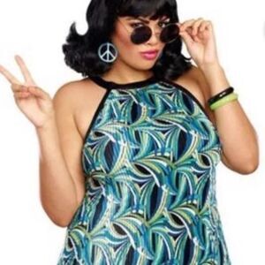 🎃 Halloween Hippie Costume The Beat Goes On hippie chick adult size 1X, 2X, 3X